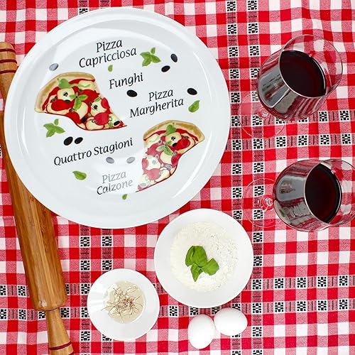 MamboCat Variazione Lot de 6 Assiettes à Pizza I Ø 30,5 cm I Pour 6 Personnes I Grandes Assiettes en Porcelaine Avec Décor et Inscription I Pour Servir - Nail Gallerys