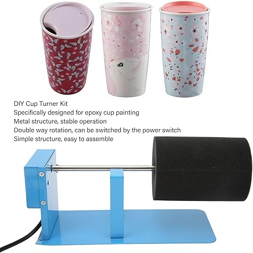 Tourne Tasse à Double Sens, Turner à Gobelet pour Travaux Manuels, Kit de Machine à Tourner Tasses de Bricolage, Machine à Tourner Tasses en Résine époxy pour Tasses de Bricolage Pailletée - Nail Gallerys