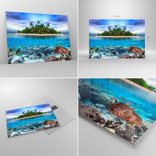 Deco Cadre Salon Plage lagune eau océan Moderne Impression sur Verre 120x80cm Image Tableau en Verre Decoration Murale Chambre Horizontal Art Grand XXL Tableaux Decoratifs Muraux GAA120x80-2686 - Nail Gallerys