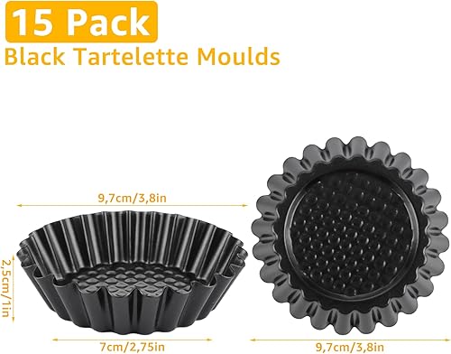 MUXHEL Lot de 15 moules à tartelettes, 9,6 x 2,5 cm, moule tartelette, moule a tartelette, moule mini tartelette, moule tarte renversée - Nail Gallerys