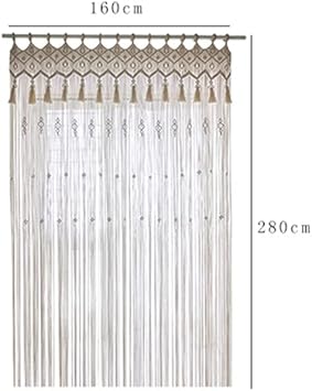 Oriental riverkit Macrame Tapisserie murale en macramé Boho Rideau de fenêtre Rideau de porte en coton tissé Décoration murale pour salon, chambre à coucher, fête de mariage (160 x 280 cm) - Nail Gallerys