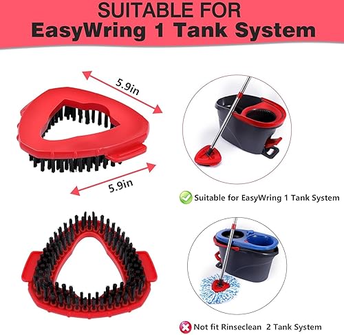 Lot de 2 brosses à récurer et 1 tête de Balai Rotatif, Base de Rechange pour O Ceda et Viled EasyWring 1 réservoir Système de Nettoyage pour Salle de Bain, Cuisine, Mur, carrelage - Nail Gallerys