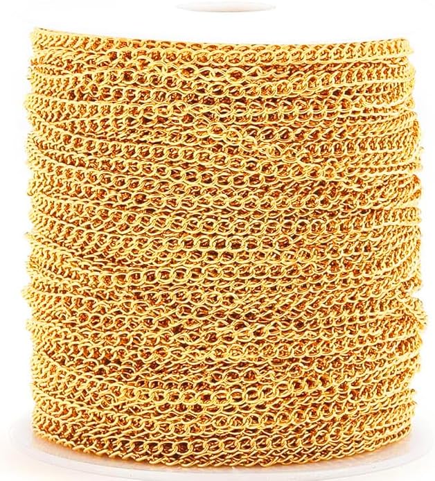 VOANZO 10M Chaîne de Bijoux Accessoires de Fabrication de Bijoux pour la Fabrication de Bijoux à bricoler soi-même (Or) - Nail Gallerys