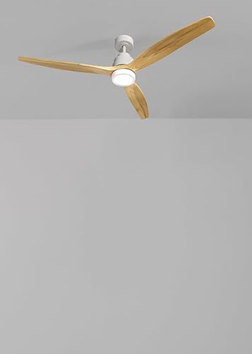 CREATE / WINDSTYLANCE L/Ventilateur de plafond avec lumière blanc pales bois clair avec Wifi et télécommande / 40W, Silencieux, Ø152 cm, 6 vitesses, minuteur, fonction été-hiver, double hauteur - Nail Gallerys