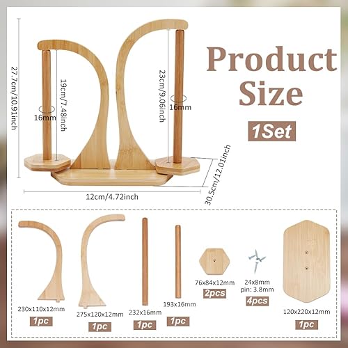 PH PandaHall Porte Fil en Bois Support de Pelote de Fil avec 2 broche Support de Bobine de Fil Rangement Essoreuse à Ruban en Bois pour les Amateurs de Crochet de Tricot Cadeau Couture Artisanat - Nail Gallerys