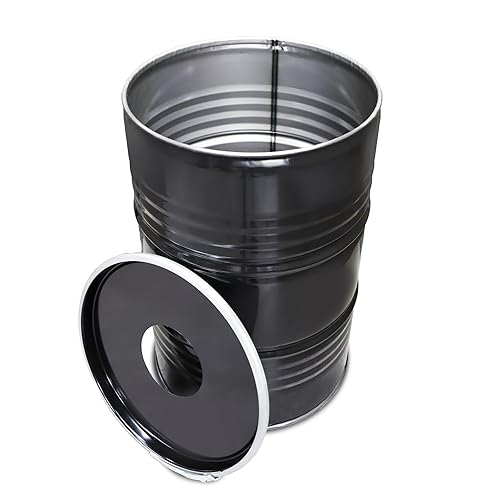 Barrelkings - Poubelle avec Couvercle à trou - 60L - Tonneau Metal - Poubelle Metal - Baril Déco - Poubelle Baril - Poubelle Exterieur - Nail Gallerys