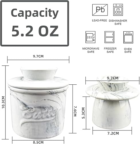 Beurrier en Porcelaine Pot à Beurre en Porcelaine Conteneur de Beurre Cruche au Beurre Style Pot à Beurre Français avec Couvercle Récipient à Beurre pour Le Petit Déjeuner, Passe au lave-vaisselle - Nail Gallerys