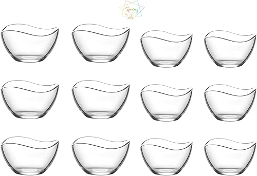 Lot de 12 bols à collation - 2 tailles différentes - 6 x 310 ml + 6 x 215 ml - Bol à dessert - Bol en verre - Bol pour glace, dessert, salade - Nail Gallerys