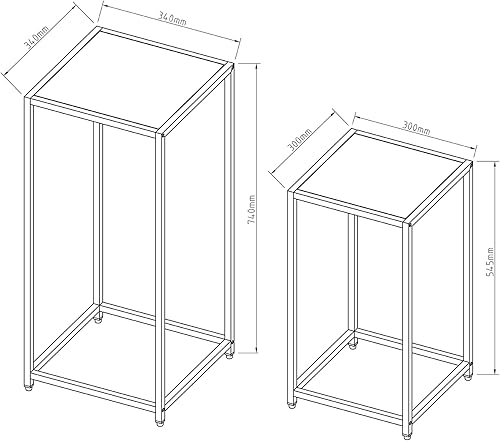 [en.casa] Set de 2 Tables d'Appoint de Tailles Différentes Lot de 2 Supports pour Plantes Ensemble de 2 Tables Basses Bout de Canapé Style Intemporel Acier Noir - Nail Gallerys