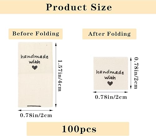 Jeffdad Lot de 100 étiquettes à coudre pour articles faits à la main avec inscription Love en relief à coudre sur vêtements pour loisirs créatifs, tricot, crochet, couture (blanc cassé) - Nail Gallerys