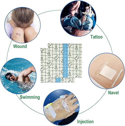 Bandage Transparent Imperméable 50 Pièces 10x10 cm Pansement Tatouage Waterproof Imperméable Tatouées Bandage Pansements Etanche pour Sport Douches Protéger Tatouage - Nail Gallerys