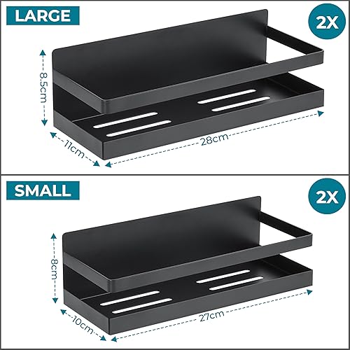 Winter Shore Support Epices Magnétique (Lot de 4) - Etagere Magnetique Frigo pour Organisation & Rangement - Etagere Aimantée Noir - Etagere Cuisine Sans Percage pour Bocaux à Condiments - Nail Gallerys