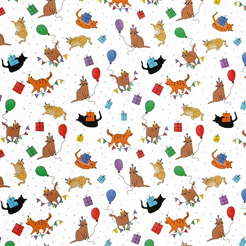 Rouleau de papier cadeau pour chats - 70 cm x 2 m - Motif animal - Coloré et emballage - Nail Gallerys