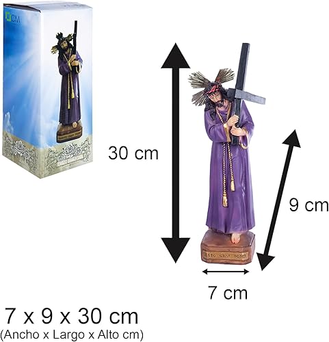 Christ du Grand Pouvoir. Hauteur au choix : 19 ou 30 cm. Statue de Jésus en résine, figurine de Jésus avec la croix. Figurine religieuse décorative, idéale pour maisons, salons, chapelles, églises (30 - Nail Gallerys