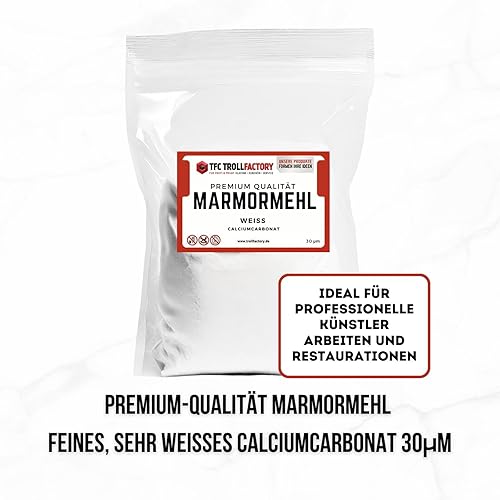 TFC Farine de marbre carbonate de calcium 1 kg – Poudre fine de qualité supérieure pour l'art, l'artisanat et la construction I Respectueux de l'environnement, non toxique, blanc pur, utilisation - Nail Gallerys
