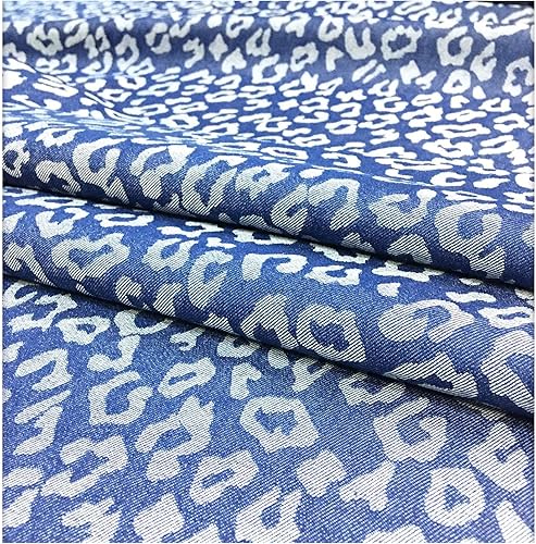 Tissu de Jean Jacquard Léopard Coton Denim Délavé Tissu de Matériaux de Couture pour Les Pantalons, Les Robes, Les Shorts et Les Bricolages (Largeur: 150 cm)(Color:2#) - Nail Gallerys