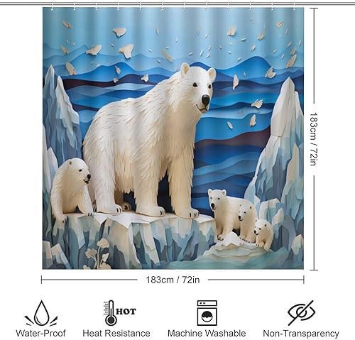 AEMYSKA Ensemble de rideau de douche motif ours abstrait avec tapis aquarelle, ensemble d'accessoires de salle de bain comprenant tapis antidérapants, housse d'abattant de toilette et tapis de bain, - Nail Gallerys