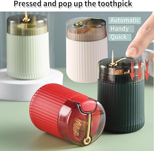 Ulawellor 4 Pièces Distributeur de Cure-Dents,Pop-Up Automatic Toothpick Dispenser de CréAtivité BoîTe pour Restaurant de Familial,HôTel,Cure-Dents Inclus (Quatre Couleurs) - Nail Gallerys