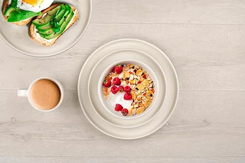 alpina Service de Table 16 Pièces - Ensemble de Vaisselle pour 4 Personnes - Vaisselle en Faïence - Assiettes à Petit Déjeuner, Assiettes à Dîner, Bols et Tasses - Crème - Nail Gallerys