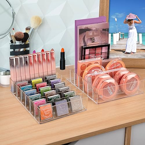 Jesustree Organisateur de Palette de Fards à Paupières, Rangement de Maquillage à 7 Compartiments, Clair Organisateur Palette Cosmétique pour Vanité Comptoir Salle de Bain Coiffeuse Meuble - Nail Gallerys