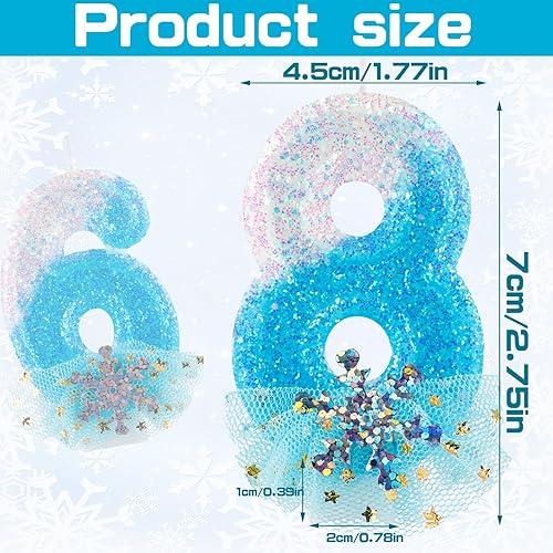 Bougies Anniversaire Chiffre 4 Flocon - Décoration Bleue et Blanche avec Jupe Flocon Pailleté, pour Gâteau Fille 4 Ans, Célébration Anniversaire Enfant, Décoration Fête Thème Glacial - Nail Gallerys