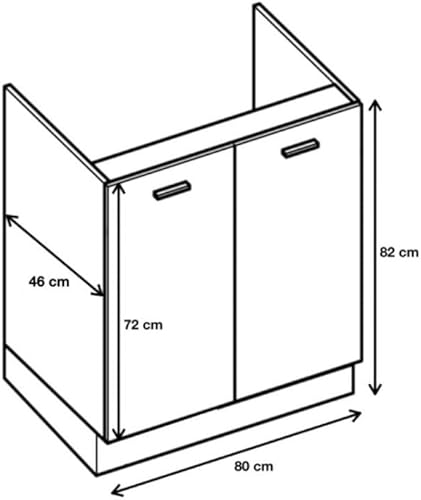 Cuisineandcie - MEUBLE SOUS EVIER ECO Blanc Brillant 2 Portes L 80cm - Meuble Sous Evier Cuisine, Meuble Evier Cuisine, Rangement meuble sous evier - Nail Gallerys