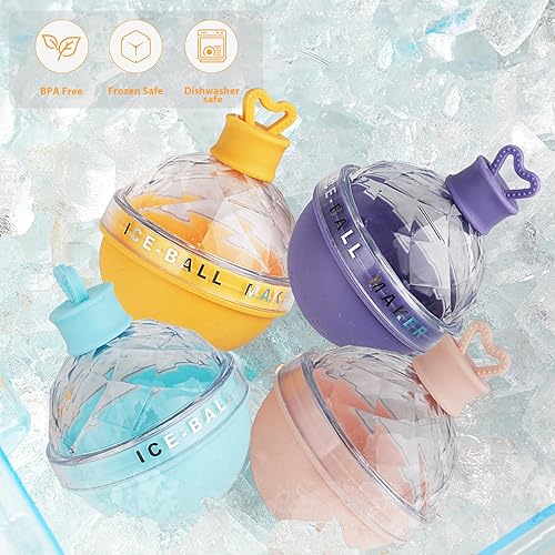 Euleryoo Moules à Glaçons en Silicone, Moule à Glaçons Boule, Moule à Glaçons Rond Avec Couvercle, Grandes Boules à Glaçons Pour Boisson Froide, Whisky, Cocktail, Vin, Bière, Reutilisable, San BPA - Nail Gallerys