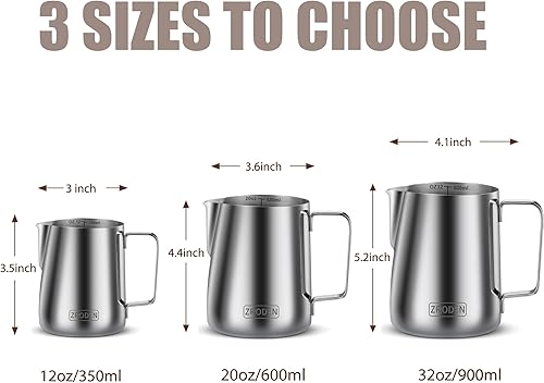 Zroden Pot a Lait, 600ml Pichet Lait Inox, Pot à Lait pour Expresso, Cappuccino, Latte Art, Parfait pour Les Amateurs de Café et Barista - Nail Gallerys