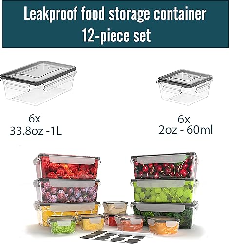 CARAMONT–40 Pièces Ensemble de Boîtes Alimentaire Frais(20 récipient,20 couvercle)-100% Étanche,adaptés au micro-ondes,Congélateur,Lave-Vaisselle-Sans BPA,Étiquettes, Marqueur,6 boîte de sauces inclus - Nail Gallerys