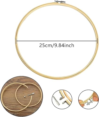 Belvanr Cercles à Broder 5 Pièces Cercle à Broder Bambou Tambour Broderie Cerceaux de Broderie Rond Cercle Point de Croix Anneau Cerceau Broderie Cerceau Bambou pour la Couture Manuelle - Nail Gallerys