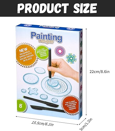 LEAZZLE Spirographe, 28 pièces Spirograph Deluxe Set,Dessin Spirale Ensemble, Multifonctionnel Spiral Designer, Mandala Designer, Creatif Pochoirs pour Peinture, Modèles de Dessin pour Enfants - Nail Gallerys
