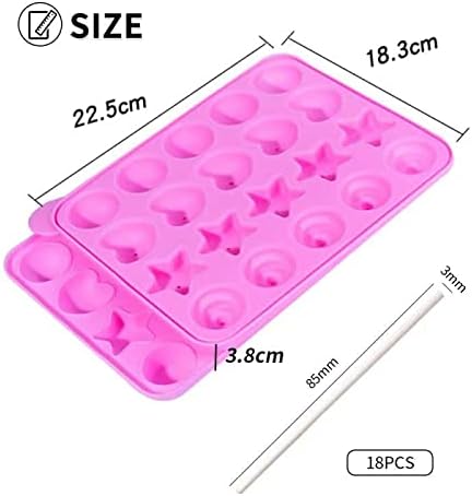 LUKIUP Moule à Pop Cake 4 en 1, 20 Moules à Lollipop Bonbon, Silicone Moules À Sucettes avec Rondes, Etoiles, Coeur, Spirale Moules pour la Fabrication de Chocolat de Glace de Bonbons de Cuisson - Nail Gallerys