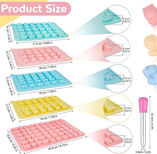 5 Pièces Moule Bonbon, Mini Moules à Bonbons Gommeux, Avec 2 Compte-Gouttes, 26 Patrons Dont Des Voitures, Des Animaux Et Des Cœurs, Moules à Bonbons En Silicone, Pour Le Chocolat Et Le Pudding - Nail Gallerys