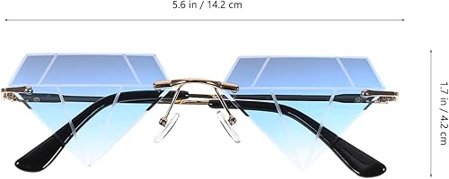 Ipetboom Lunettes de soleil sans monture en forme de diamant Lunettes de soleil fantaisie Lunettes drôles Lunettes irrégulières sans monture Accessoires photo pour Halloween Fête Fournitures Gris - Nail Gallerys