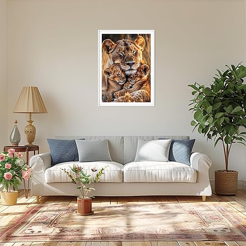 MAXBYE Diamond Painting Kits pour Adulte, 5D Lions Peinture Diamant Complet Kits pour Débutant, Gemme Point de Croix Crystal Crafts Home Wall Decor Cadeaux 12x16 Inch - Nail Gallerys