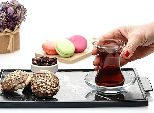 GOSOYO 12 Pièces Ensemble de Soucoupes et Verres à Thé Turcs, Tasses à Thé Arabes Persans (4 oz / 120 ml) - Nail Gallerys