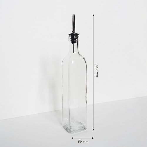 Minimalist Bouteille en Verre Distributeur d'Huile d'olive et de Vinaigre avec Bec Verseur - 500 ML - Transparent - Nail Gallerys