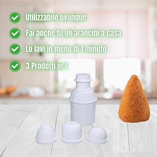 TuttoClick Moule pour Arancini Siciliani 3 en 1, kit de préparation Arancini de 160 g, avec recette incluse, matériau non toxique pour aliments - Nail Gallerys