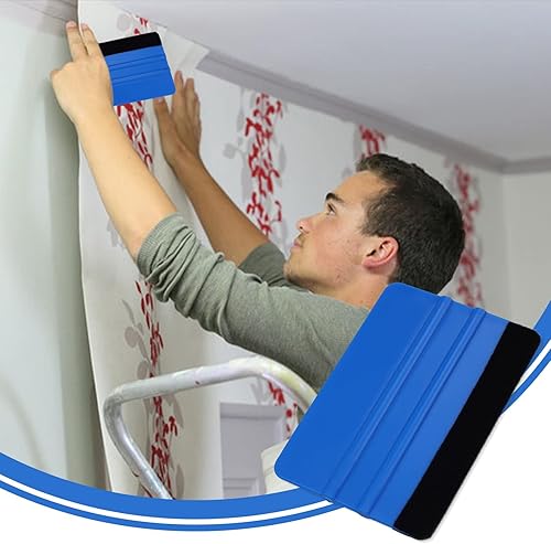 LAMXD Lot de 3 raclettes en plastique avec bord en feutre, applicateur de décalcomanie, outil de lissage de papier peint, grattoir de voiture, mini raclette noire, bleue, rouge - Nail Gallerys