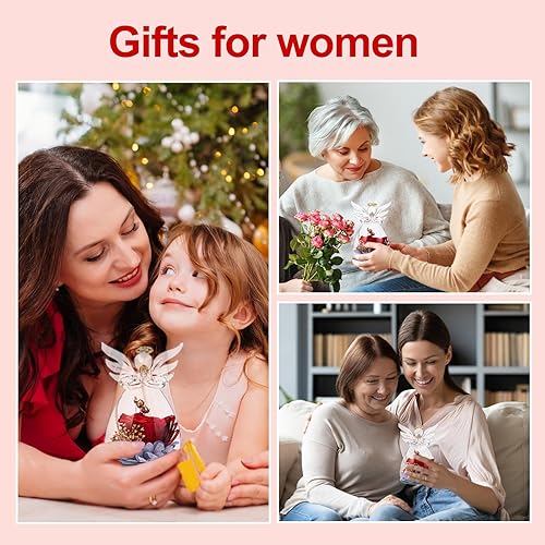 SAMISO Rose Éternelle Angel Rose Eternelle,Rose Eternelle sous Cloche,Fleur Artificielle Fleurs éternelles, Cadeau pour Maman,Idee Cadeau pour Grand Mere, Petite Amie,Femme,Cadeau Fête des Mères - Nail Gallerys