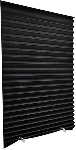 Eawfgtuw Store plissé entièrement occultant - 150 x 90 cm - Sans perçage - Protection solaire - Brise-vue - Pour fenêtres - Facile à installer - Contrôle de la lumière - Opaque - Gris - Nail Gallerys