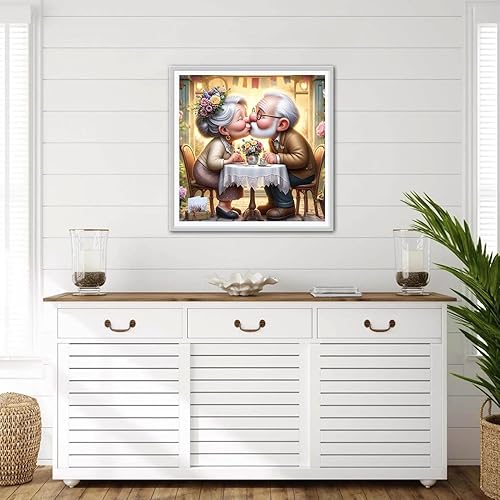 DPHERO 5D Couple Diamond Painting Kits, DIY Amoureux Art du Diamant Painting Kit Complet, Vieil Homme Broderie Kits de Peinture sur Diamant Point de Croix Painting pour Adultes Débutants 30x30 cm - Nail Gallerys