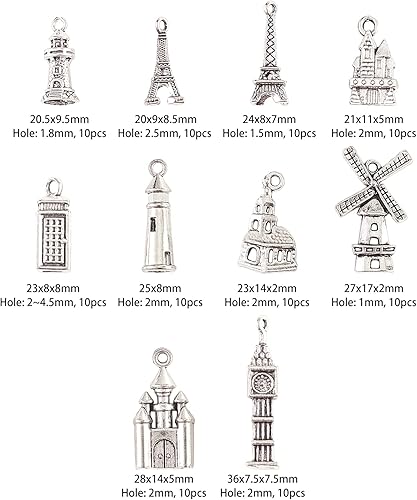 KitBeads Breloques tibétaines assorties en alliage pour fabrication de bijoux, colliers, bracelets, boucles d'oreilles, fournitures artisanales - Nail Gallerys