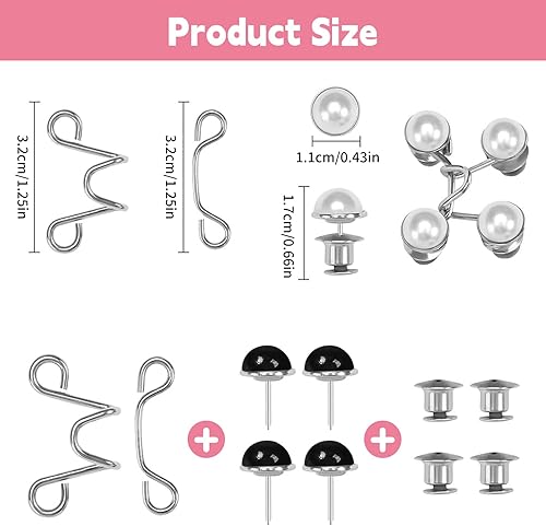Simsky 6 Piecès Bouton de Jeans, épingles à Boutons pour Jeans, Couture Accessoires, Bouton de Jean Clipsable, Pearl Jean Épingles à Boutons Ensembles de Boucle de Taille Réglable sans Clous - Nail Gallerys