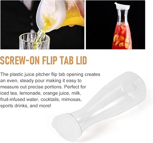 Kopinma Lot de 2 carafes à en plastique de 1 l, avec couvercles à rabat, recyclables, incassables, adaptées à un usage alimentaire, parfaites pour les jus et plus encore - Nail Gallerys