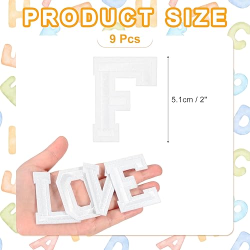 sourcing map Lot de 9 écussons, lettres de l'alphabet F, 5,1 cm, à thermocoller ou à coudre pour réparation de vêtements, jeans, chaussures, chapeaux - Blanc - Nail Gallerys