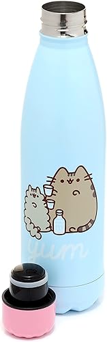 Bouteille Isolée (Gourde) 500ml en Acier Inoxydable pour Boissons Chaudes ou Froides Chat Pusheen Foodie, Bleu Ciel, Gris, Noir, Blanc, Rose - Nail Gallerys