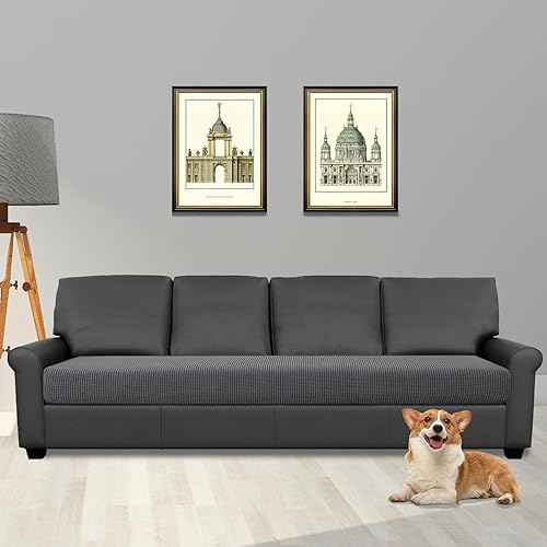 Housse de coussin élastique pour canapé - Antidérapante - Tissu tartan (gris foncé, grand 4 places) - Nail Gallerys