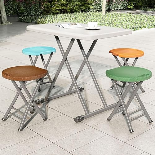 WBQYIMF Chaise Pliante Portable avec poignée, Tabouret Rond Robuste avec capacité de 200 kg for Adultes, Tabouret Pliable de 48,3 cm for Cuisine Jardin(Jaune) - Nail Gallerys