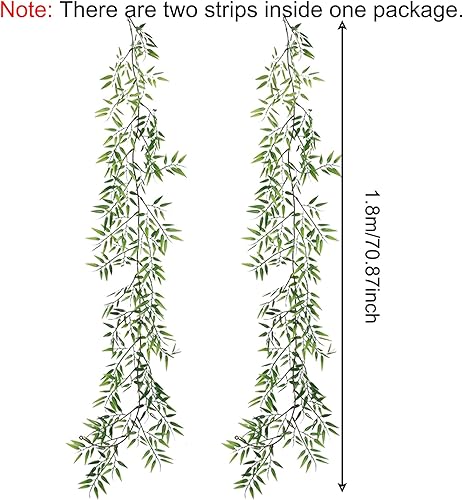 FOSDICK 2 PCS Plante Artificielle Tombante 180cm Bambou Feuilles Guirlande Artificielles, Fausse Plante Tombante, Fake Plants Intérieure Extérieure Vigne pour Célébration, Jardin, Mariage, Cuisine - Nail Gallerys